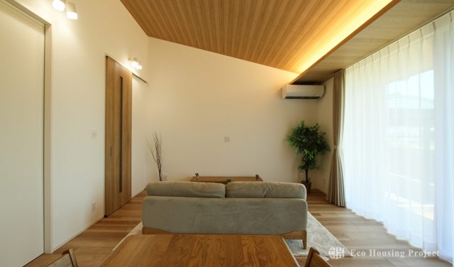 3LDK 平屋!大きな窓×勾配天井で開放感あふれるナチュラルテイストの家